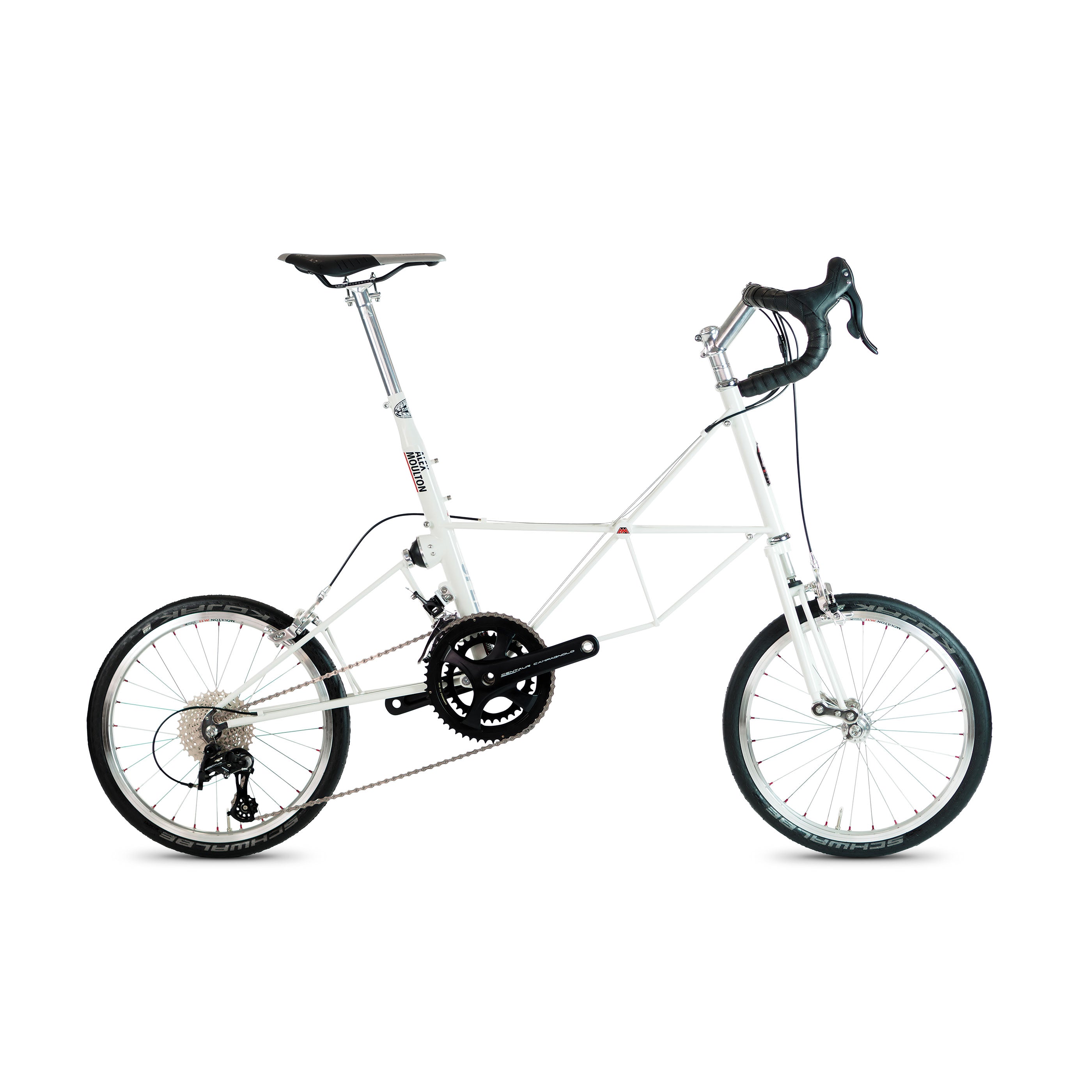 Moulton AM Speed bicycle in white with Campagnolo Centaur 22-speed groupset