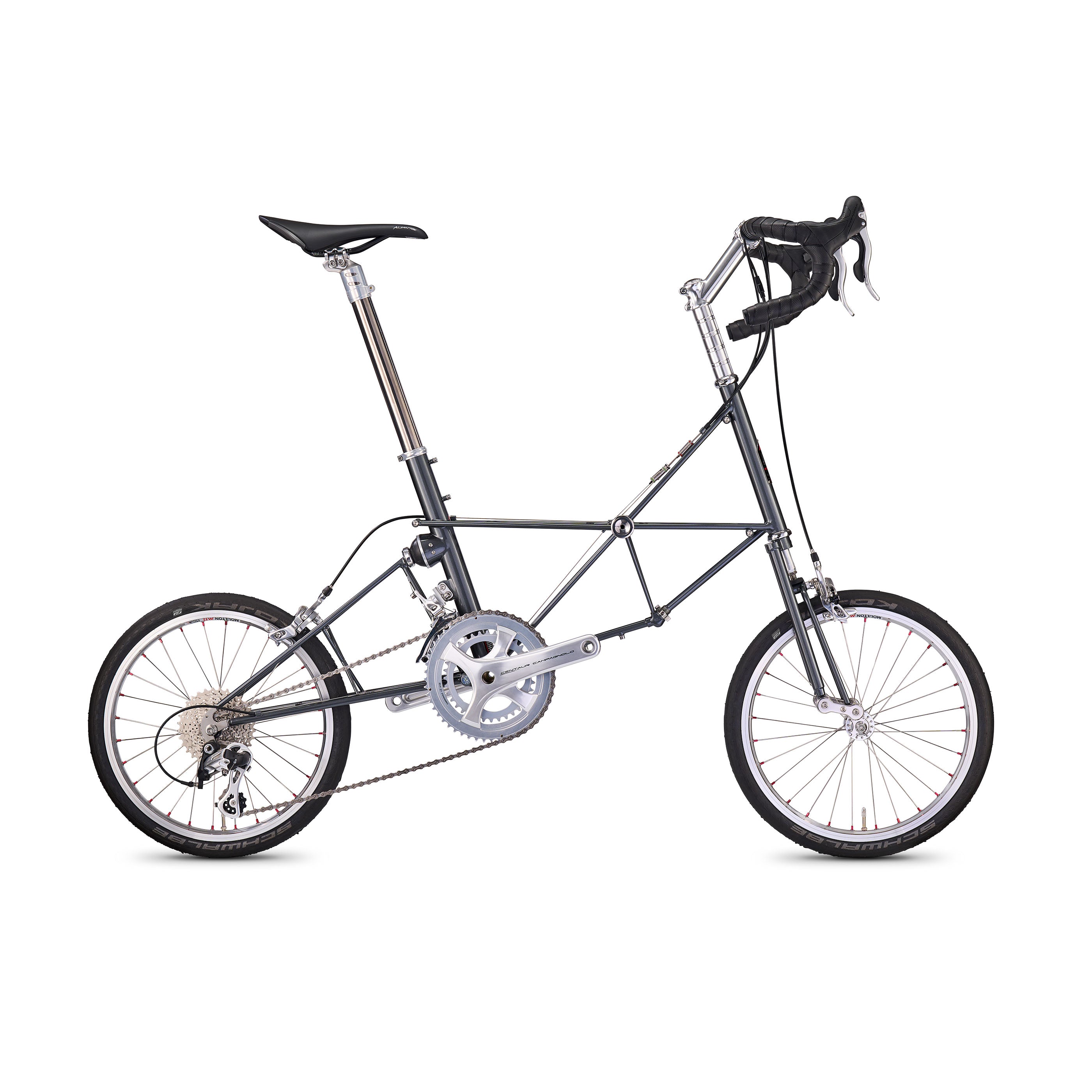 Moulton AM 22 bicycle in steely grey with Campagnolo Centaur groupset