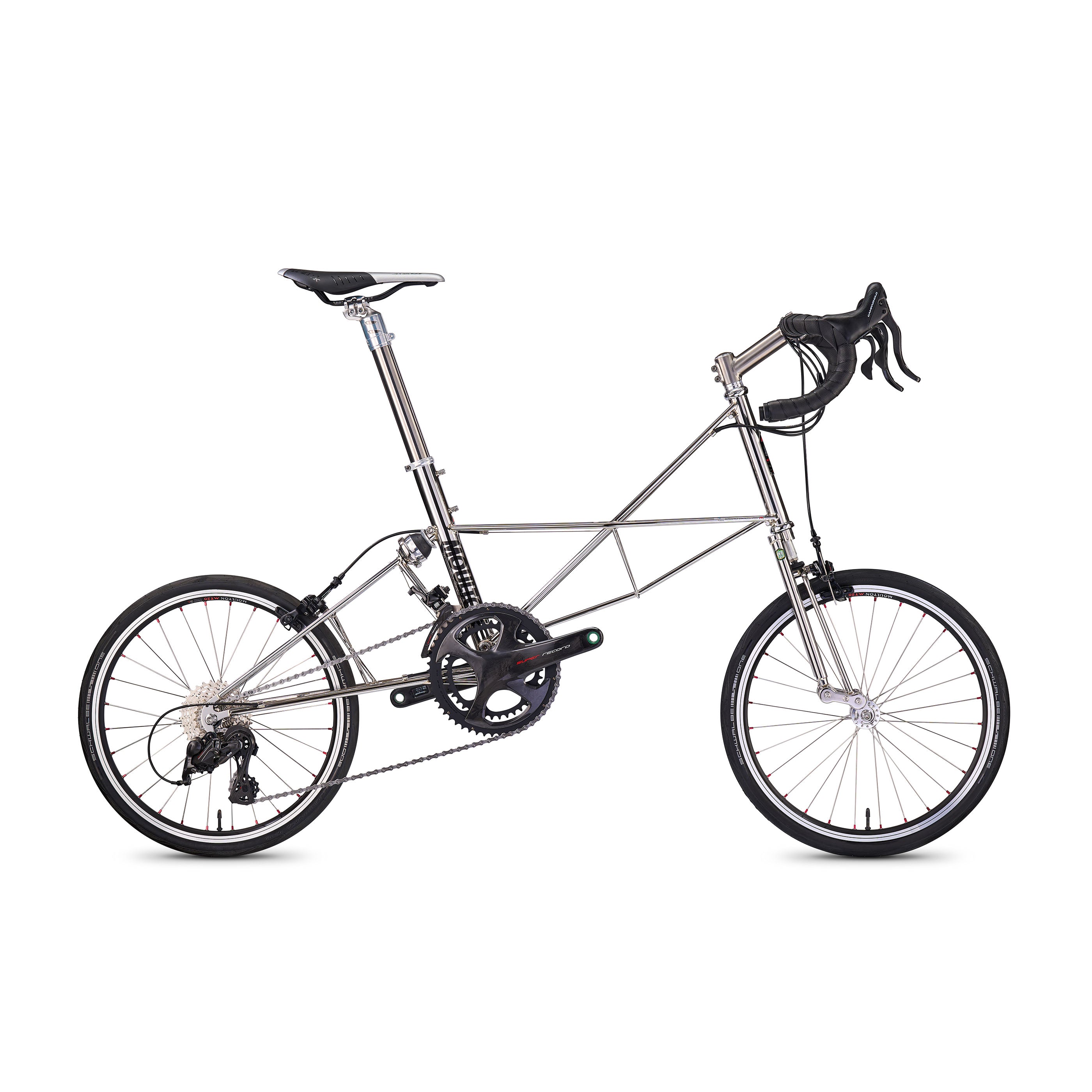 Moulton Speed bicycle in stainless steel with Campagnolo Super Record 22-speed groupset