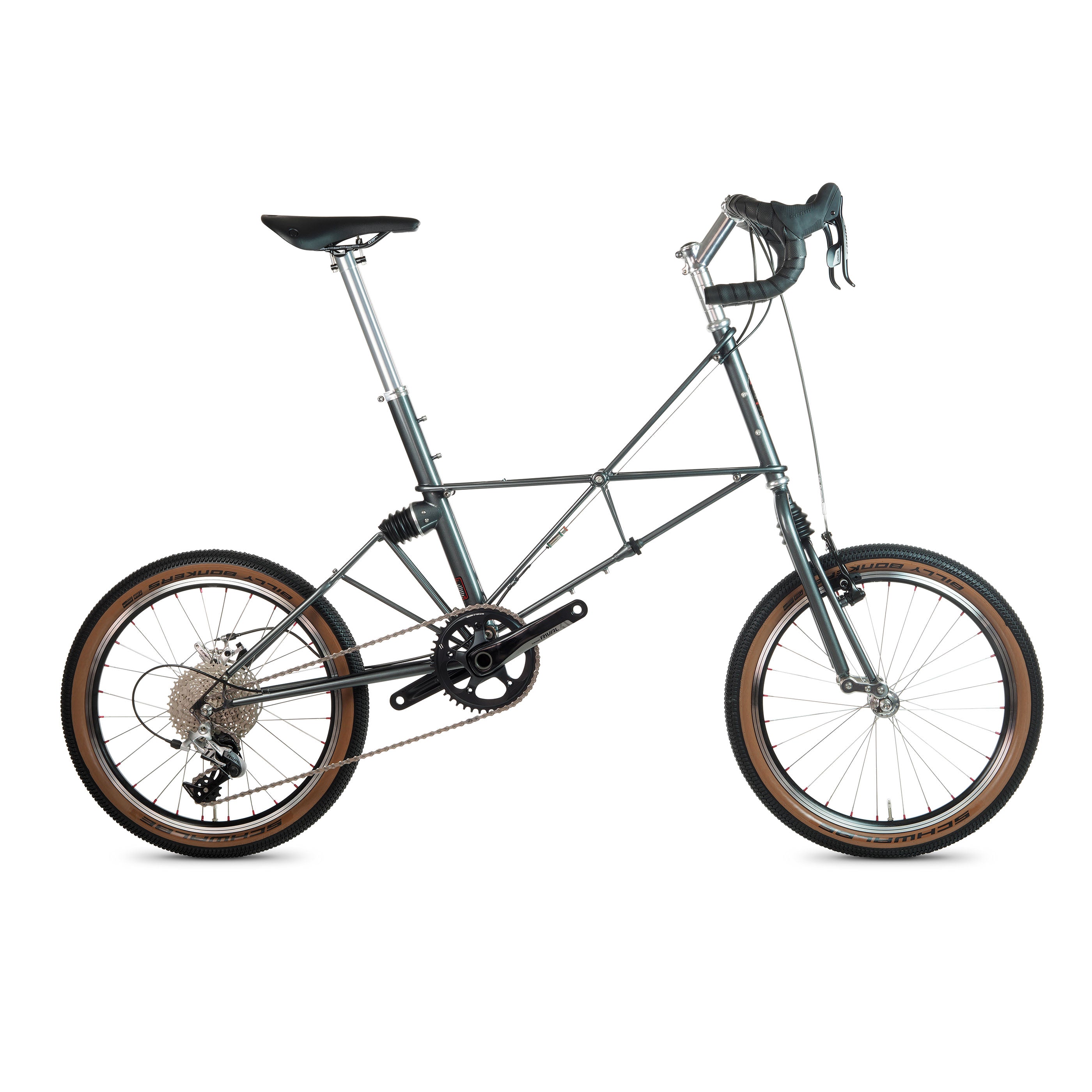 Moulton XTB bicycle in steely grey with SRAM Rival 11-speed drivetrain